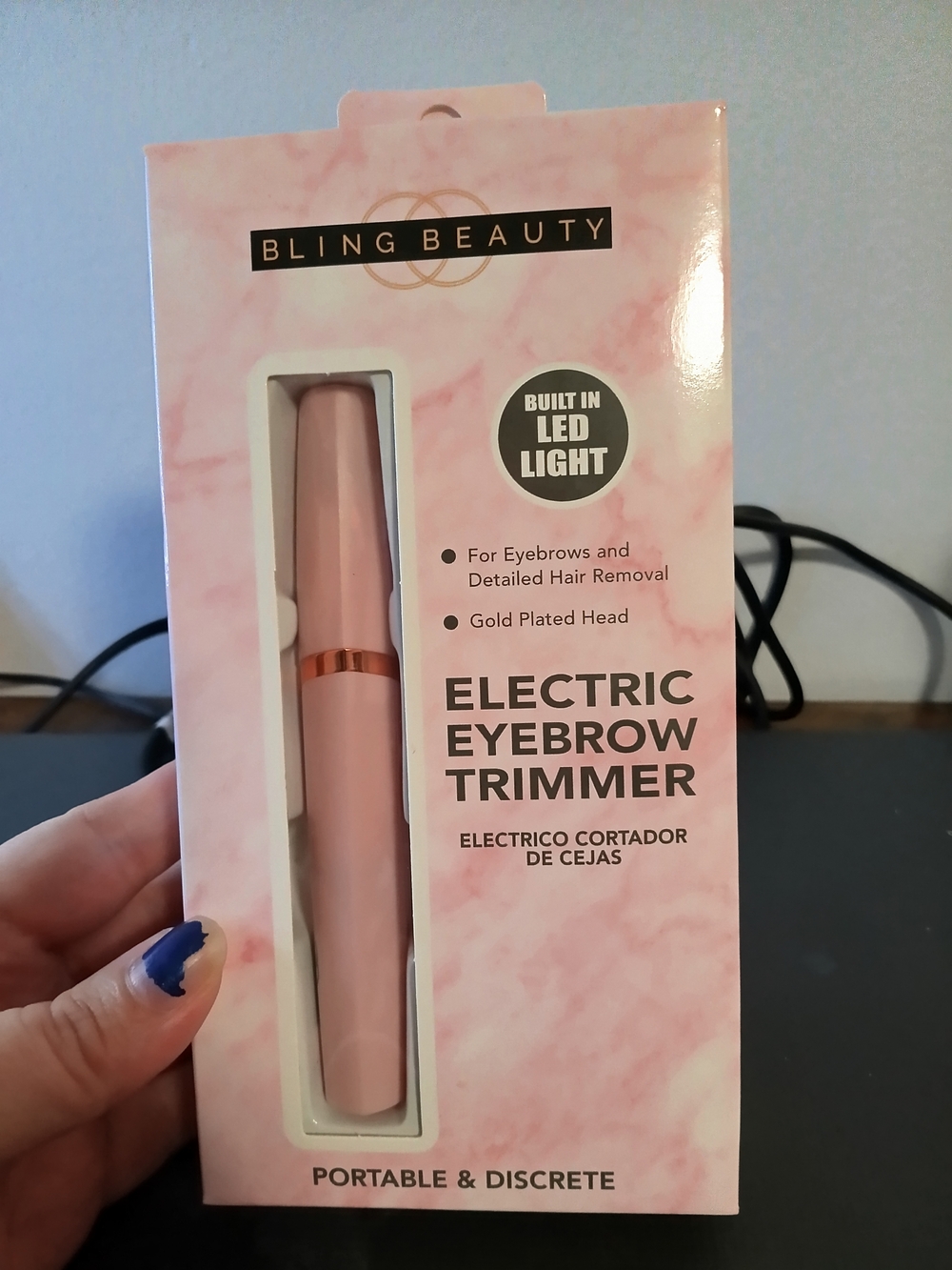Pink Electric Eyebrow Trimmer with LED Light